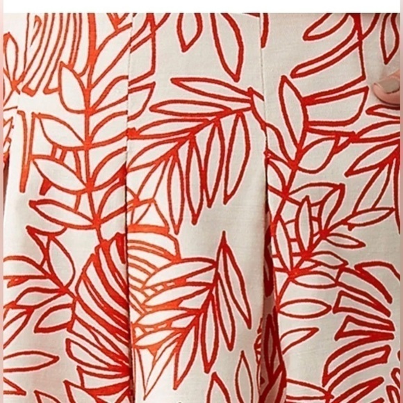 PLUS size Lane Bryant Red & White Pleated Flare Floral Skirt Linen - Picture 14 of 16